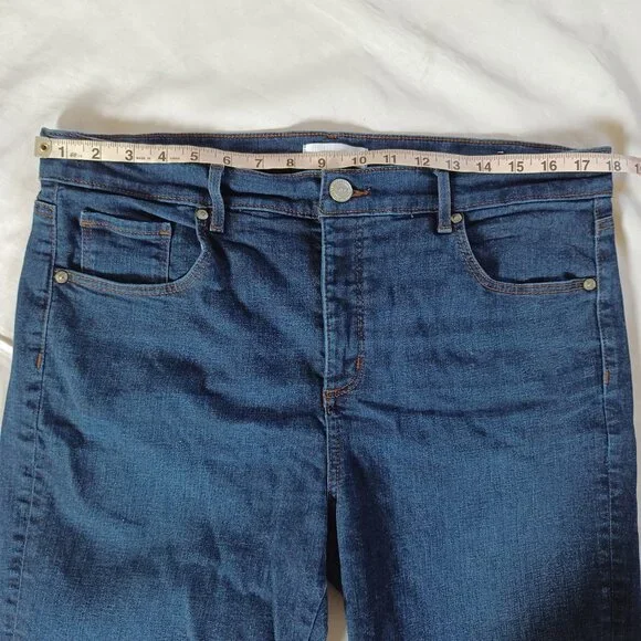Loft Womens Skinny Jeans Dark Wash Highrise Ankle Length Stretch Size 32 Size 14 - Picture 12 of 14